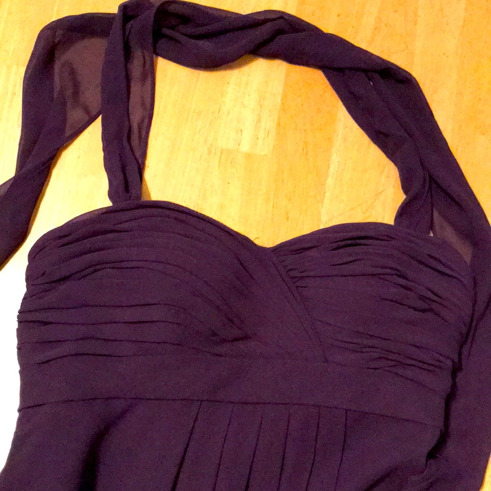 Maxi purple bridesmaids dress